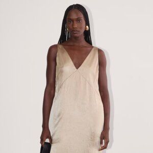 Everlane The Satin Slip Dress in Champagne, Size 4